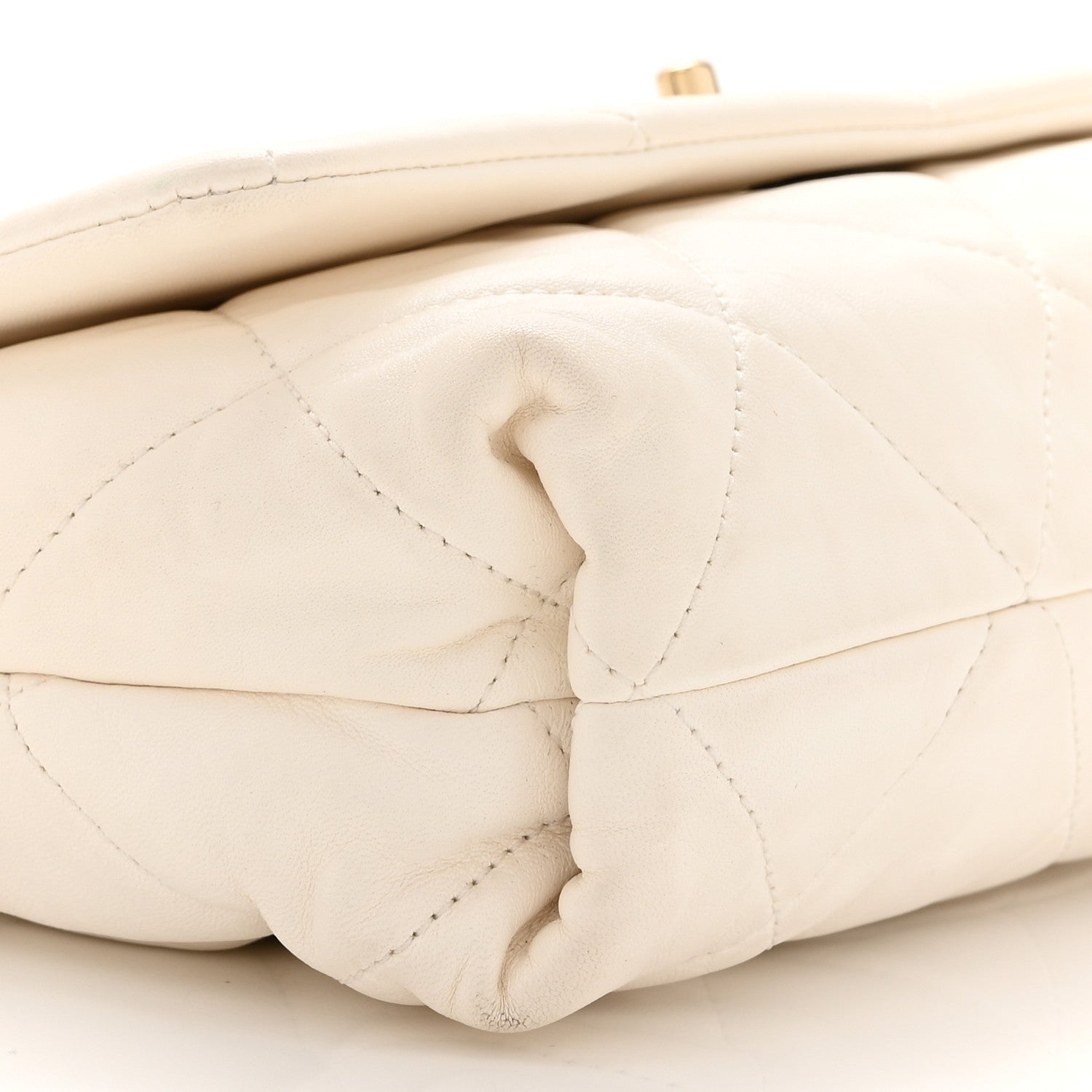 Chanel Lambskin Quilted Logo Strap Flap White