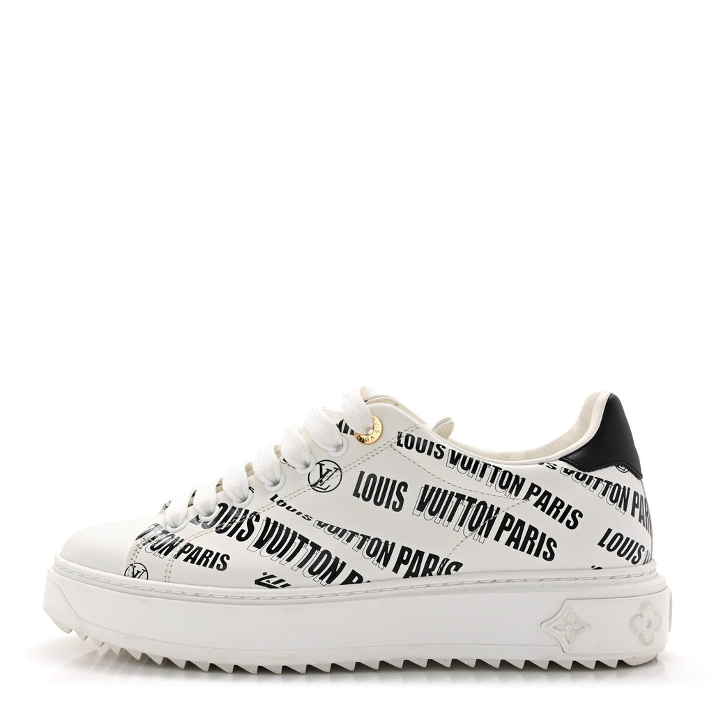 Louis Vuitton Calfskin Printed Time Out Trainer Sneakers 37 White
