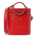 Chanel Lambskin Timeless Vanity Cosmetic Case Red