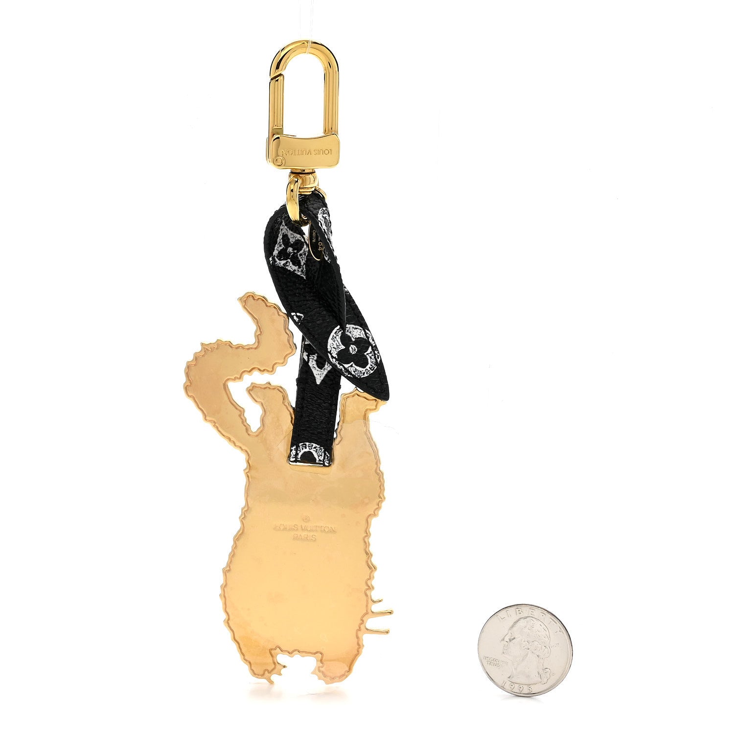 Louis Vuitton Catogram Flying Cat Bag Charm Key Holder Gold Black