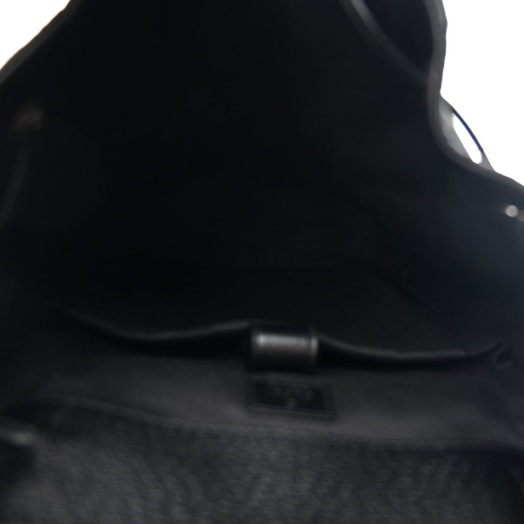 Gucci Monogram Jumbo GG Textured Dollar Calfskin Web Double Buckle Backpack Black