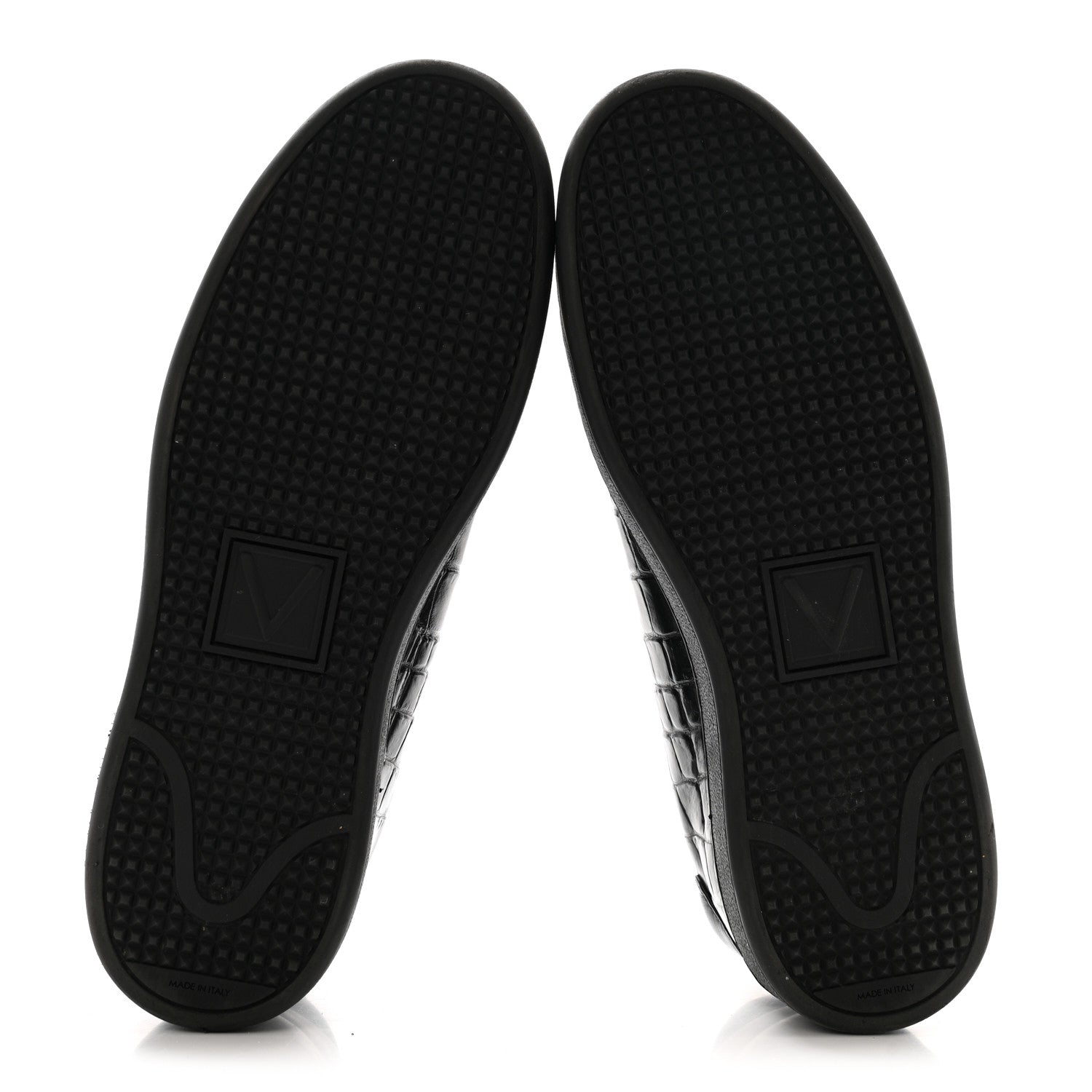 Louis Vuitton Calfskin Crocodile Embossed Frontrow Mens Sneakers 8 Black