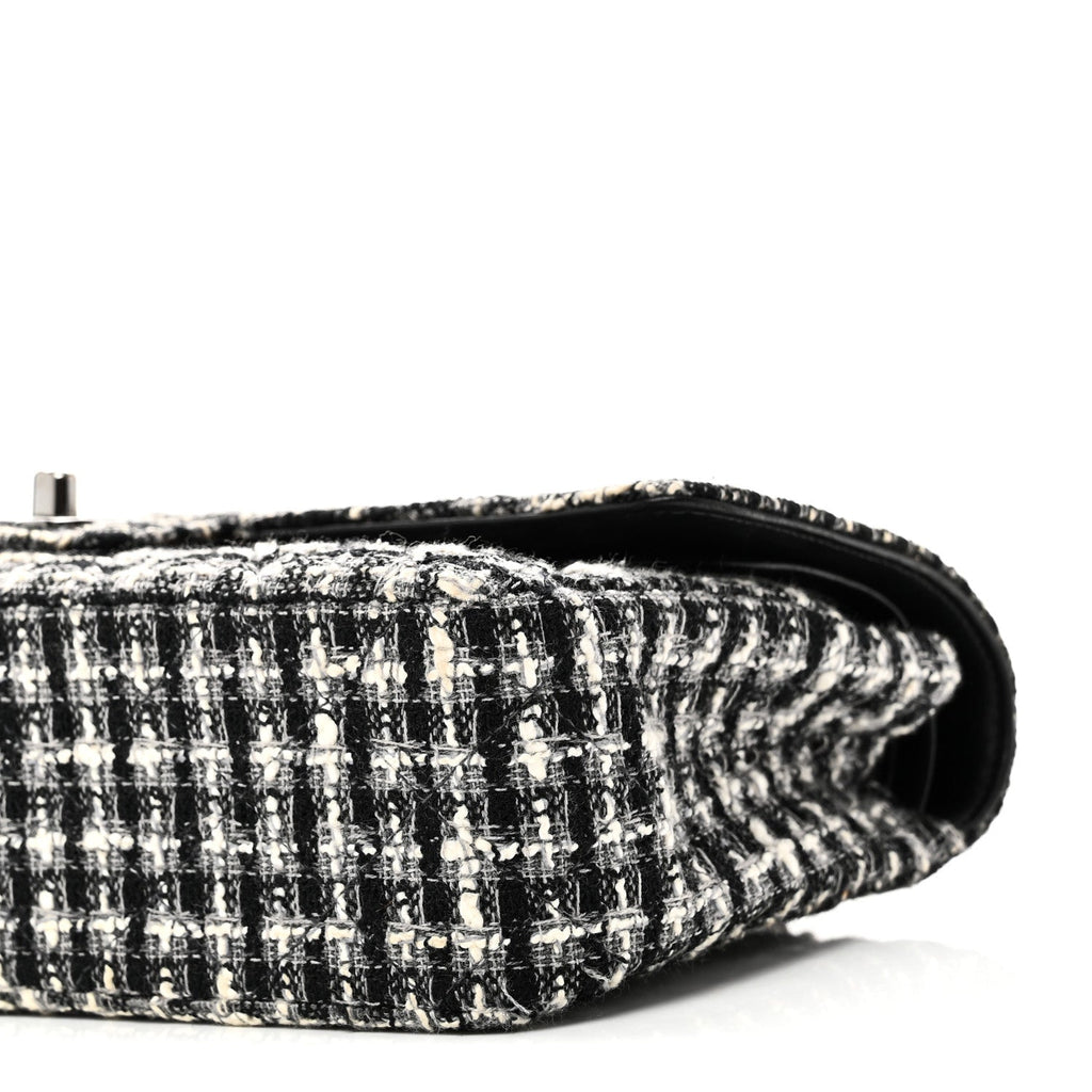 Chanel Tweed Quilted Medium Double Flap Black
