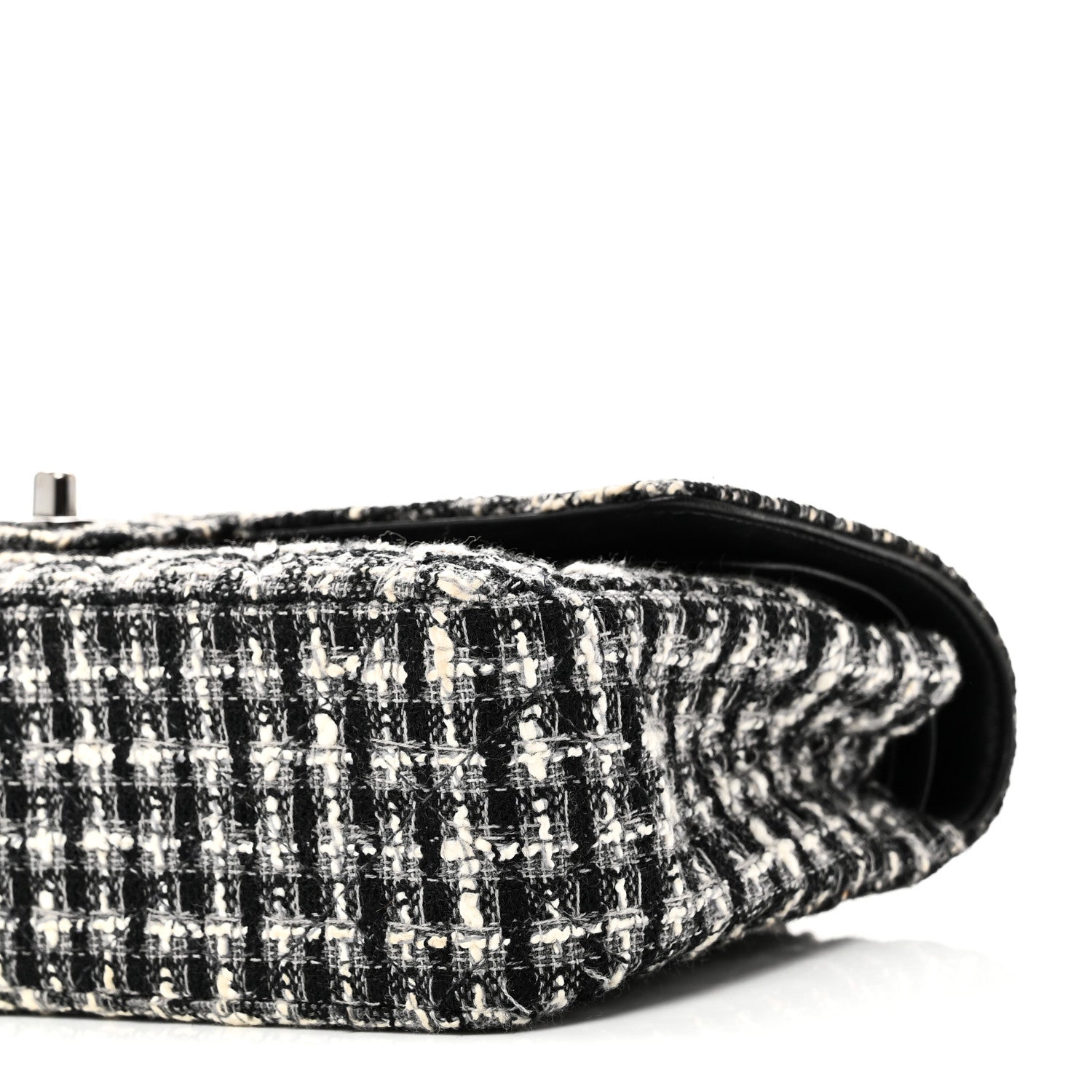 Chanel Tweed Quilted Medium Double Flap Black