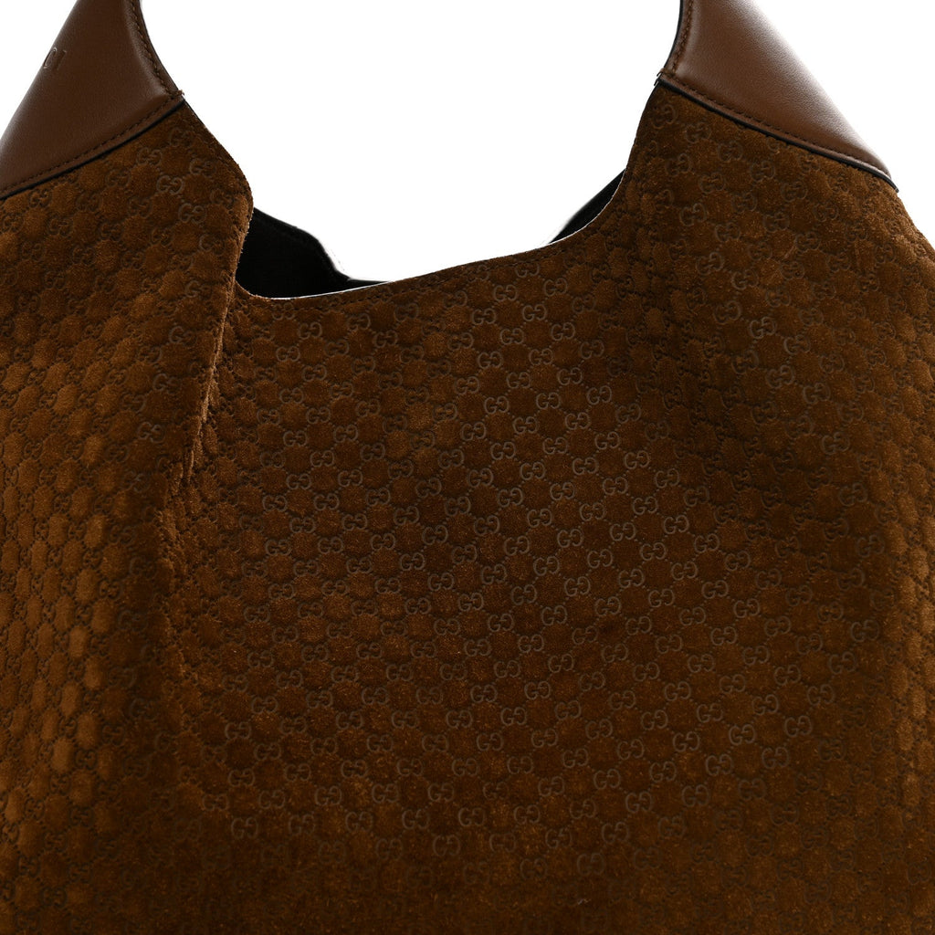 Gucci GG Suede B Large Shoulder Bag Brown