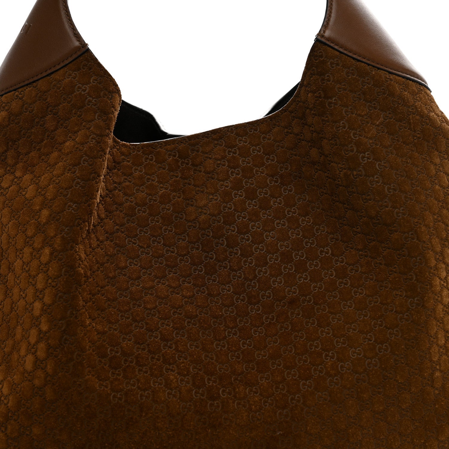 Gucci GG Suede B Large Shoulder Bag Brown