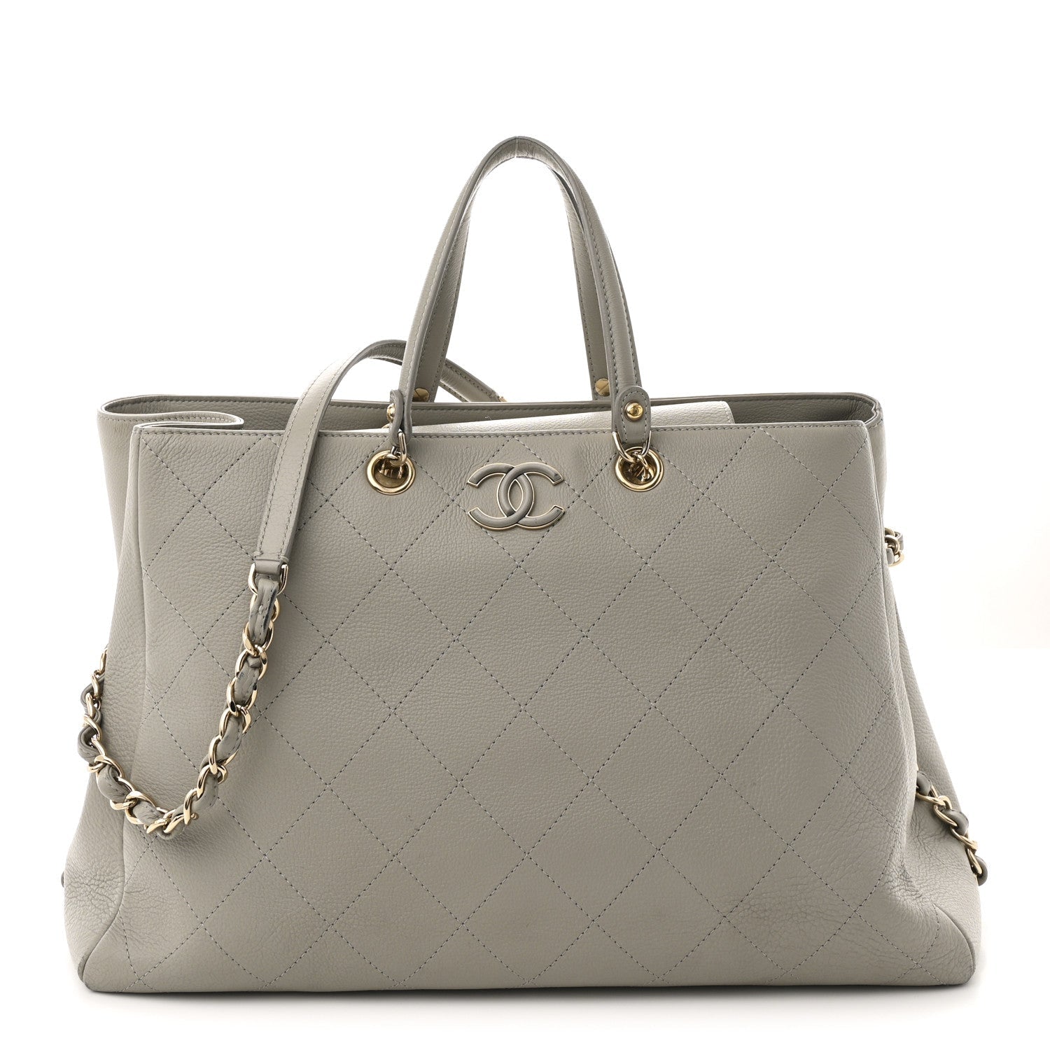 Chanel Bullskin Stitched Large Shopping Bag Grey