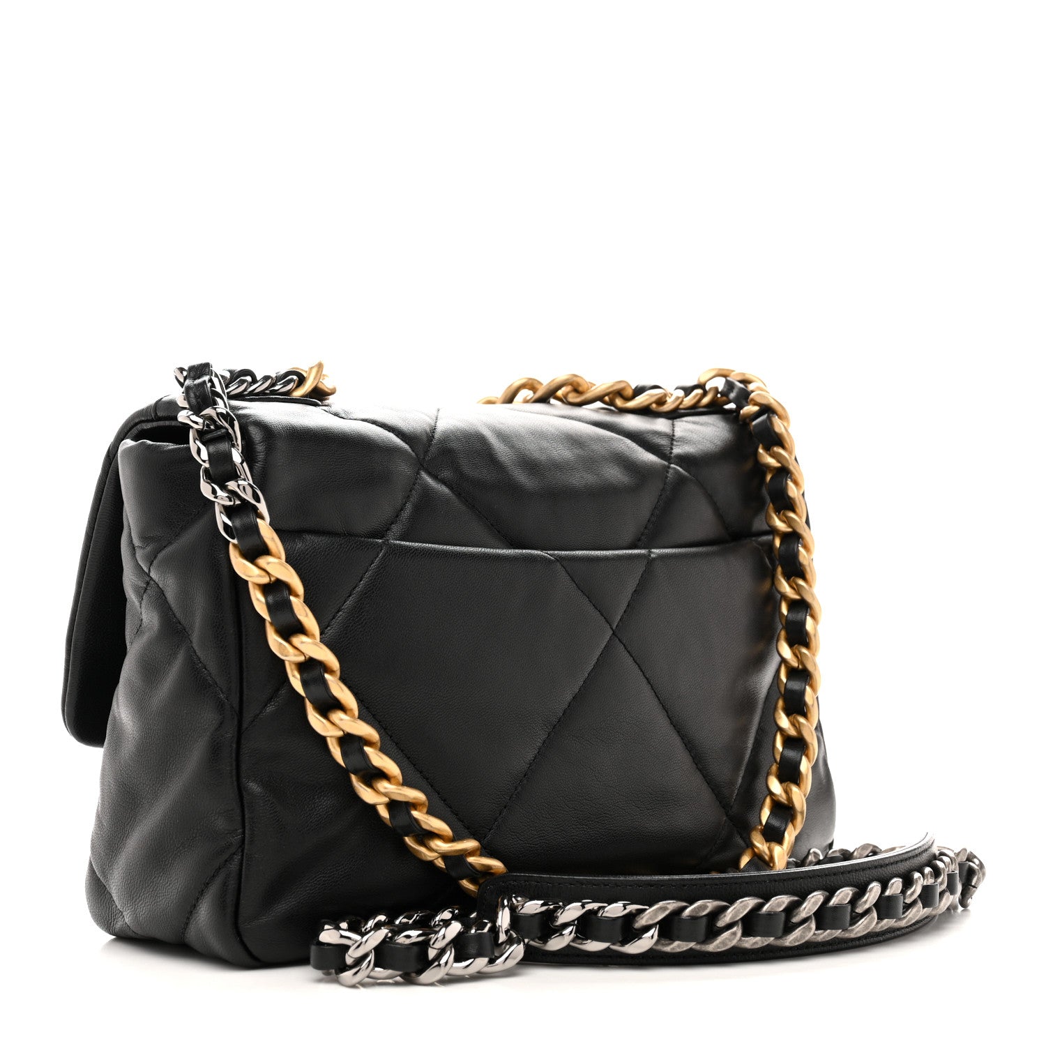 Chanel Shiny Goatskin Quilted Medium Chanel 19 Flap Black