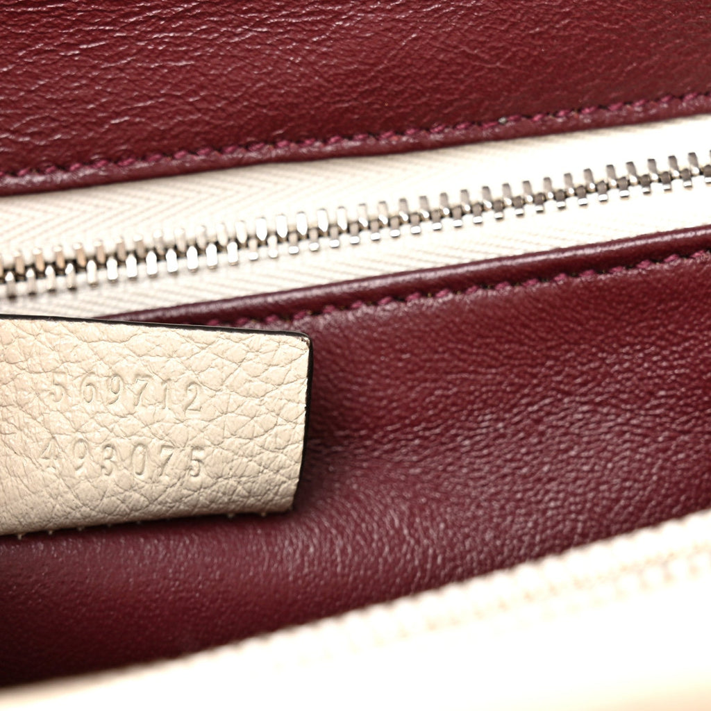 Gucci Grainy Calfskin Small Zumi Top Handle Bag Mystic White