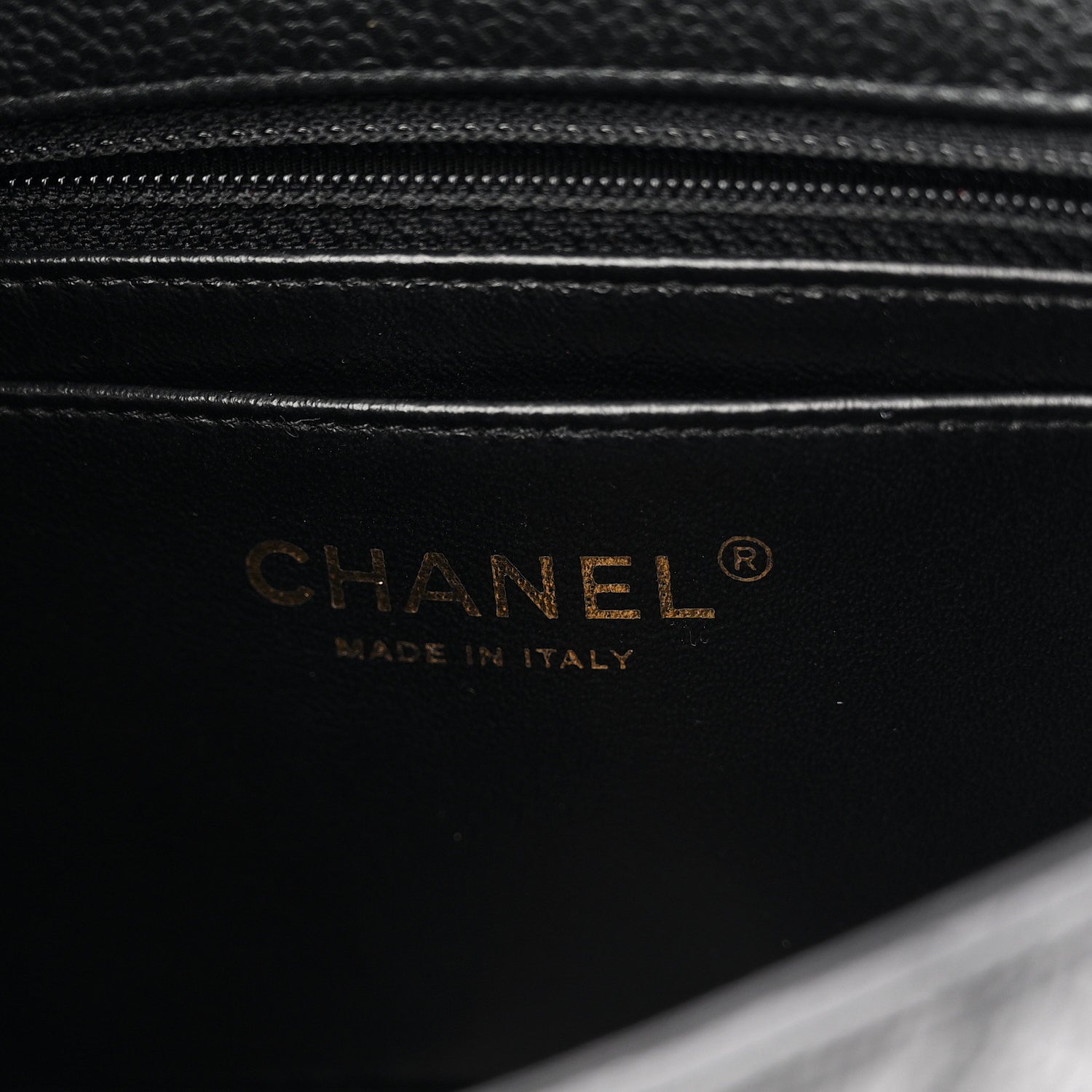 Chanel Metallic Caviar Quilted Mini Rectangular Flap Black