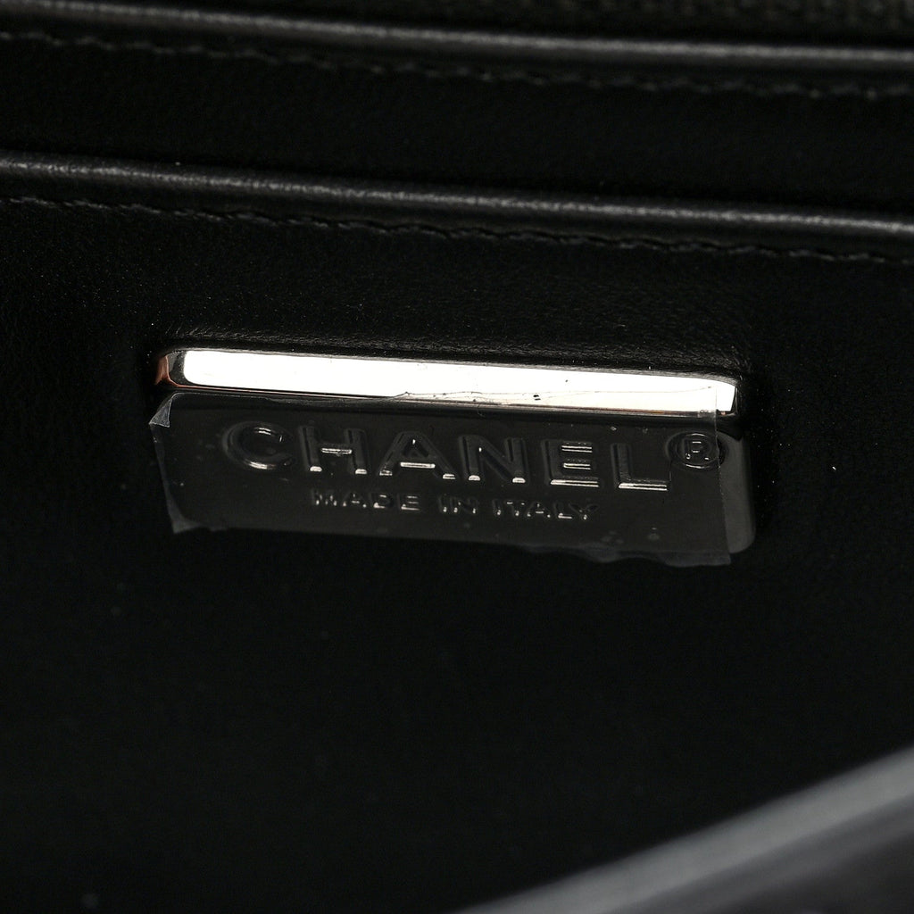 Chanel Satin Sequin Embellished Flower Mini Rectangular Flap Black White Blue