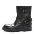 Prada Calfskin Double Buckle Combat Boots 37 Black