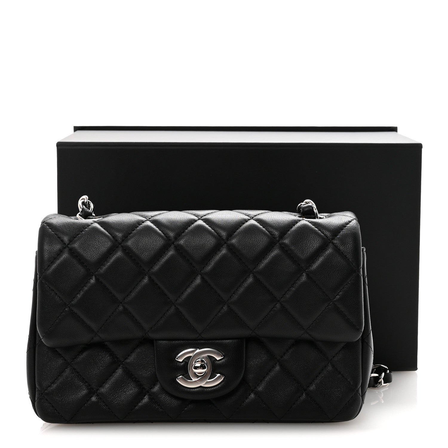 Chanel Lambskin Quilted Mini Rectangular Flap Black