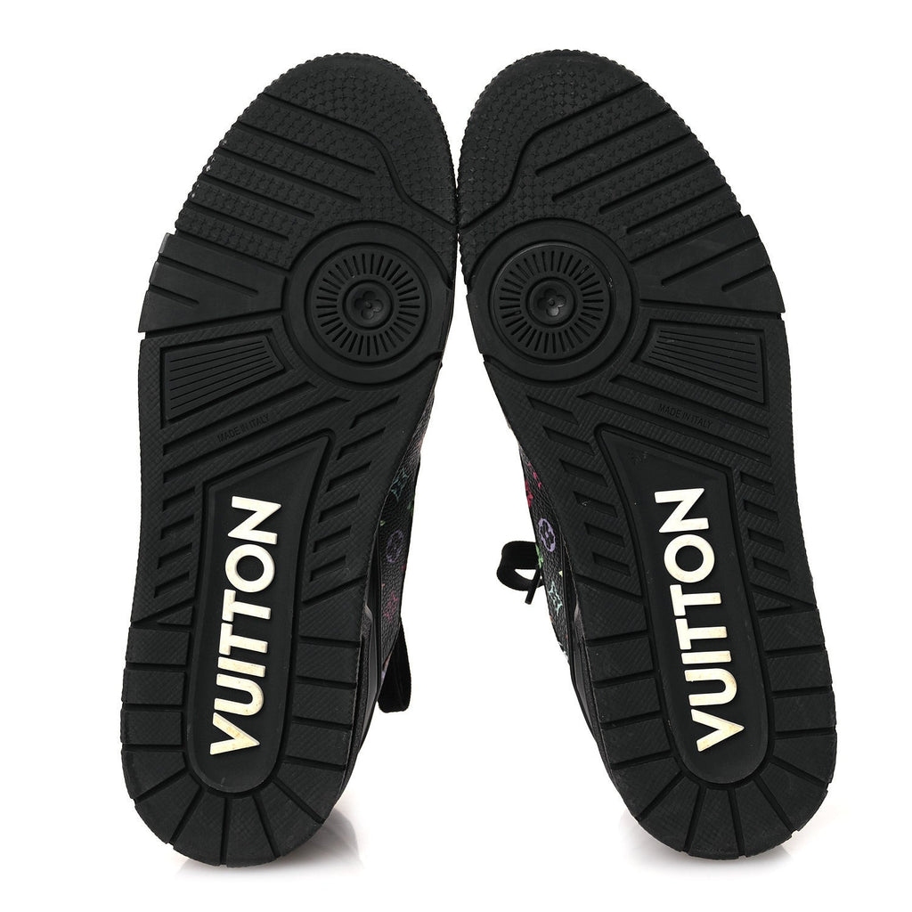 Louis Vuitton LV X TM Calfskin Monogram Multicolor Womens LV Trainer Sneakers 40 Black