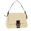 FENDI Zucca Canvas Mamma Baguette Shoulder Bag Cream 2119 26325 009 Auth 38788