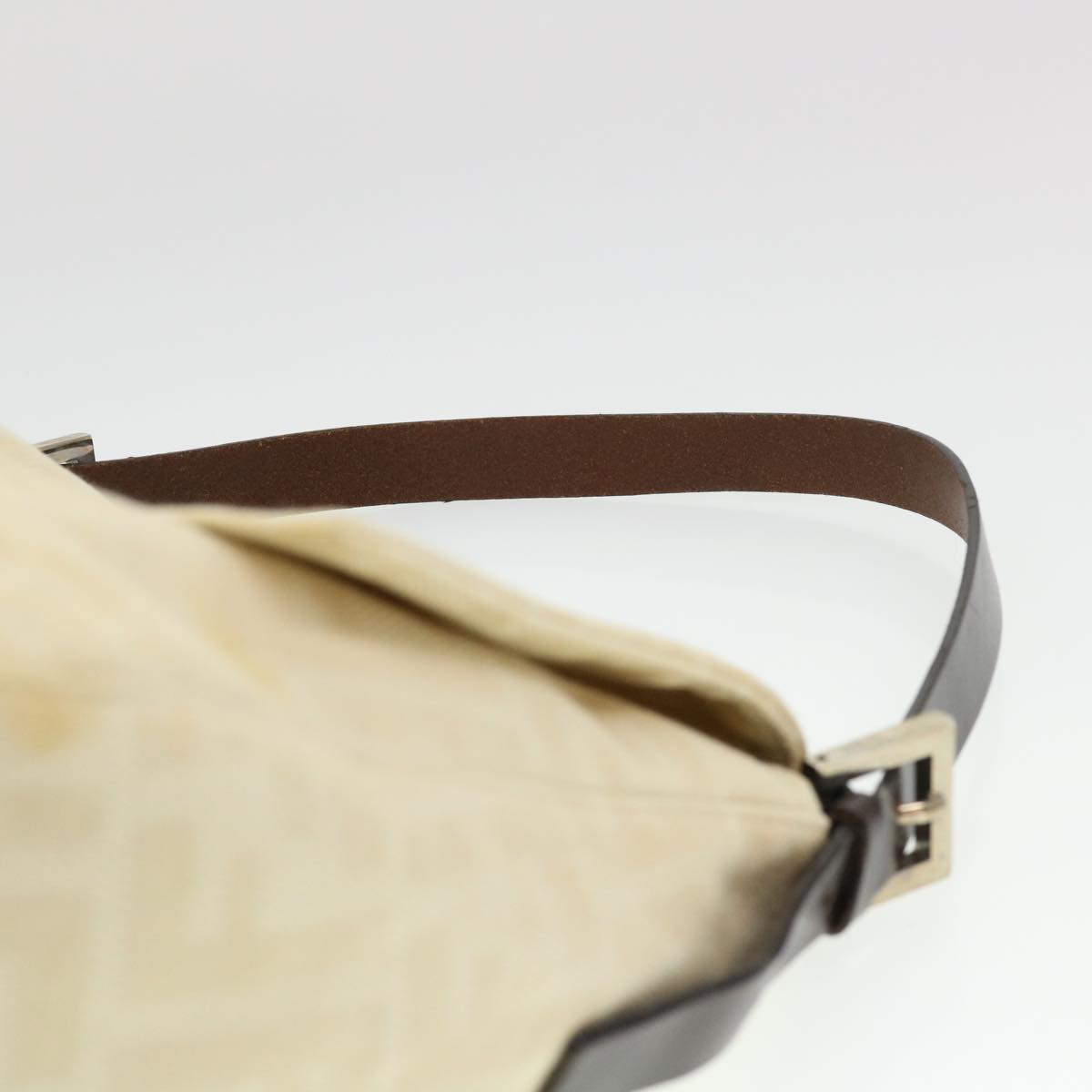 FENDI Zucca Canvas Mamma Baguette Shoulder Bag Cream 2119 26325 009 Auth 38788