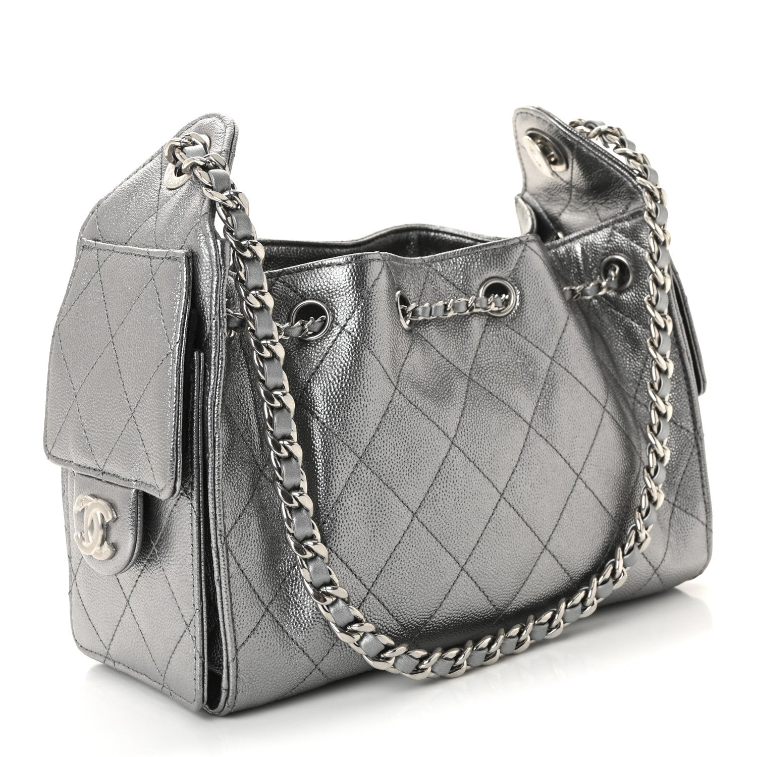 Chanel Metallic Caviar Quilted Mini Chanel 25 Handbag Anthracite