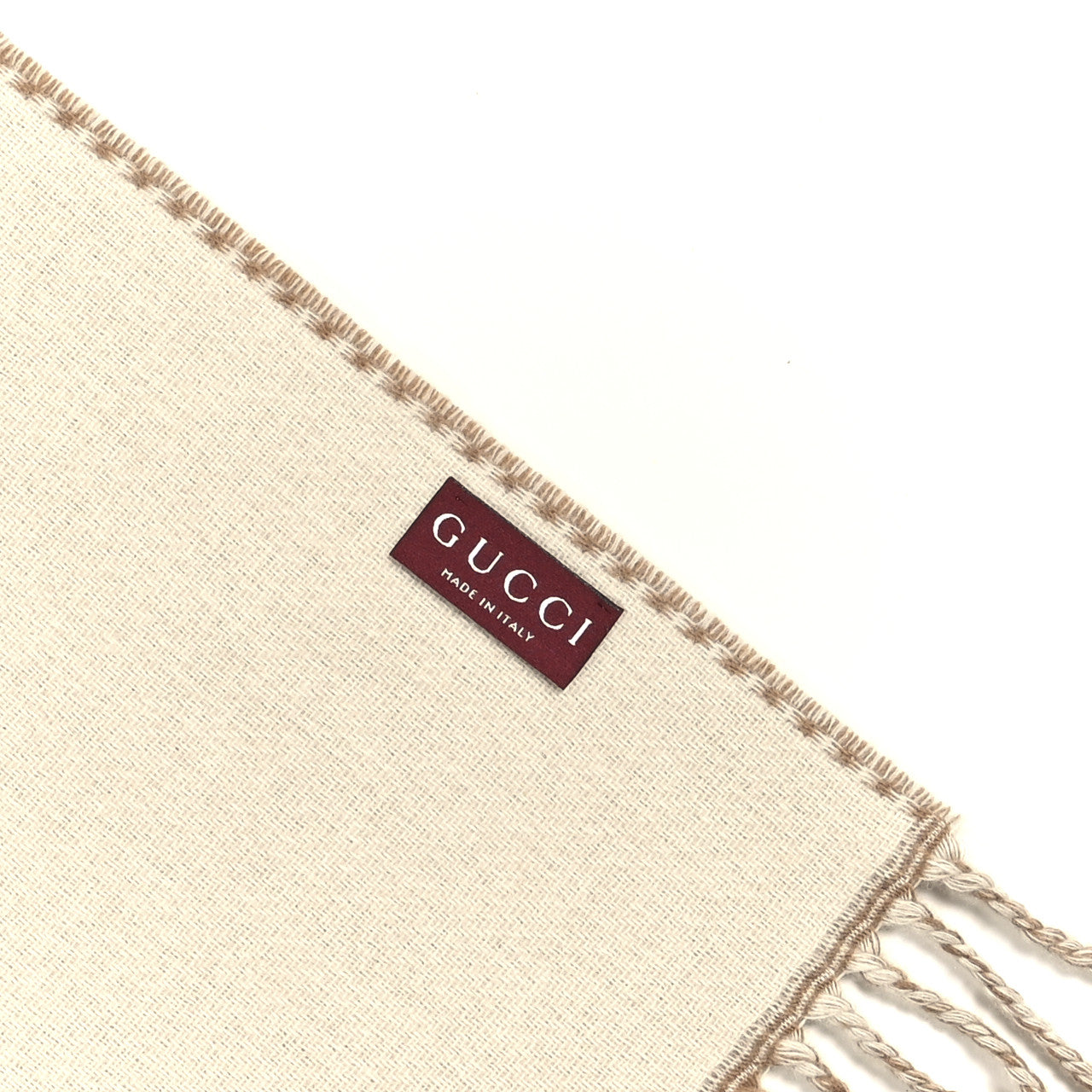 Gucci Wool Cashmere Interlocking G Scarf Ivory Beige