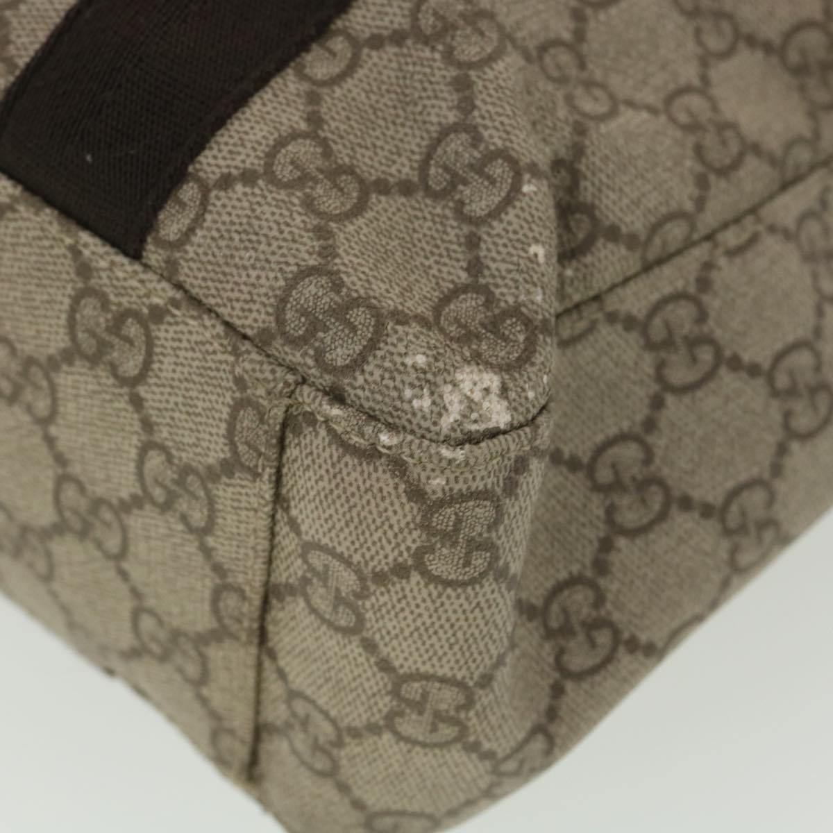 GUCCI GG Canvas Hand Bag PVC Leather Beige 141976  38817