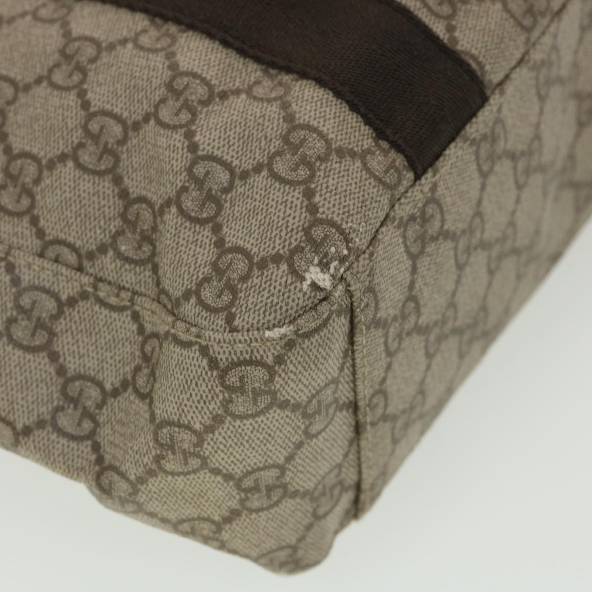 GUCCI GG Canvas Hand Bag PVC Leather Beige 141976  38817