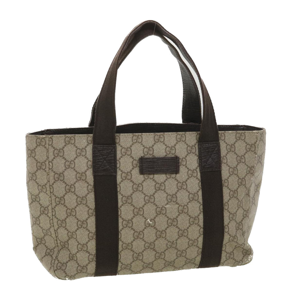 GUCCI GG Canvas Hand Bag PVC Leather Beige 141976  38817