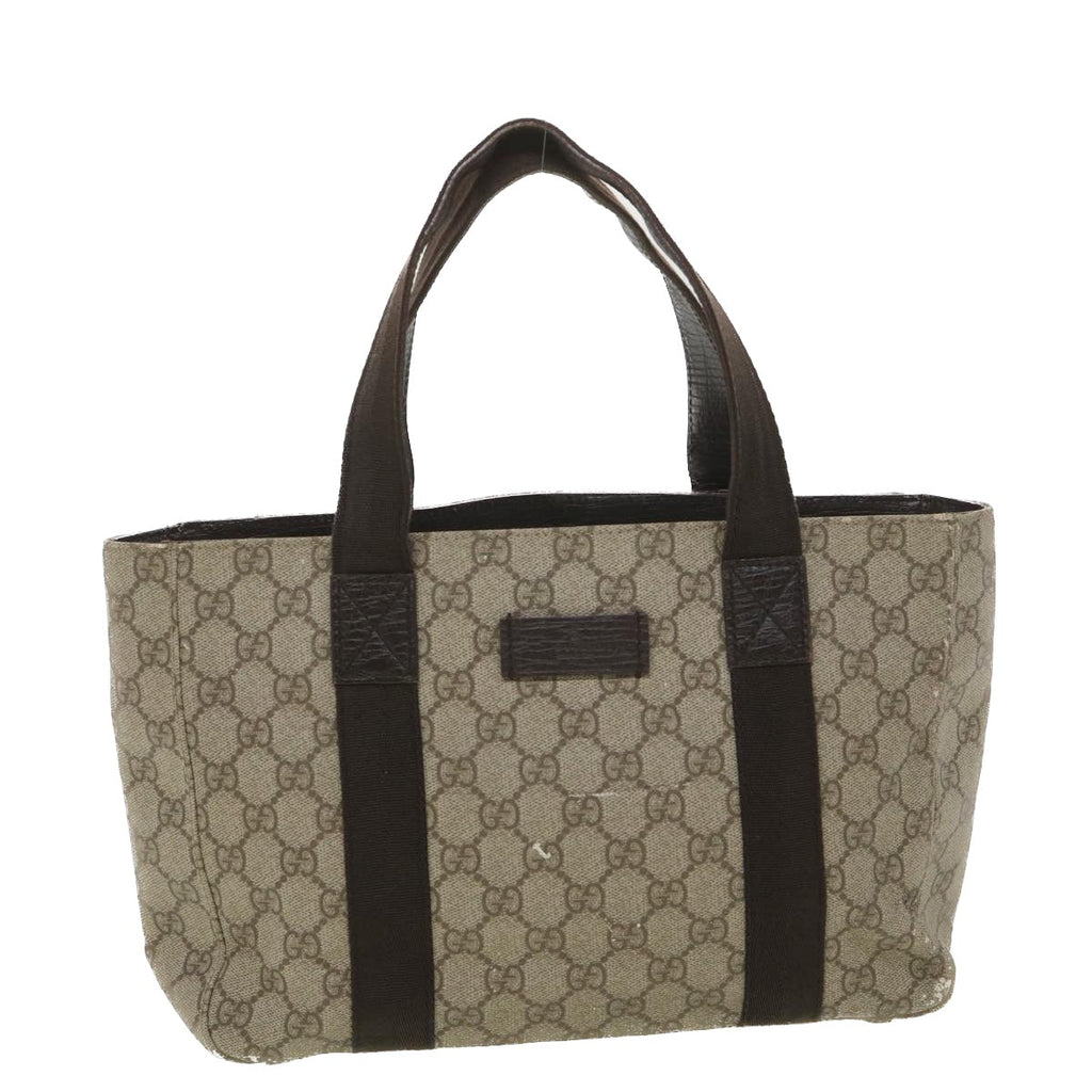 GUCCI GG Canvas Hand Bag PVC Leather Beige 141976  38817
