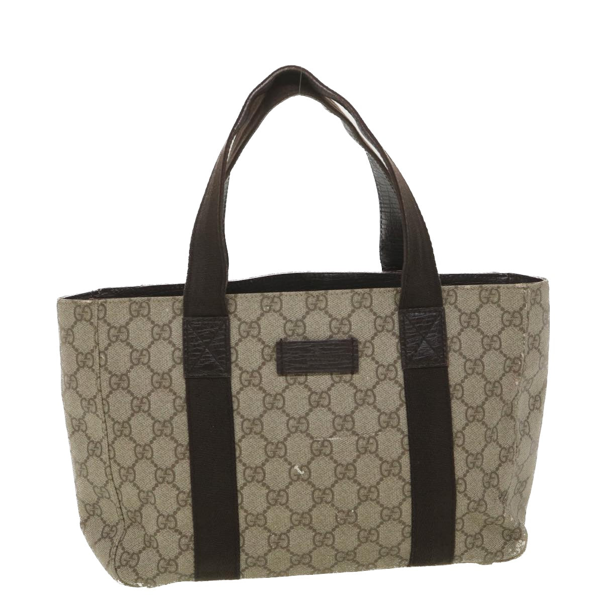 GUCCI GG Canvas Hand Bag PVC Leather Beige 141976  38817