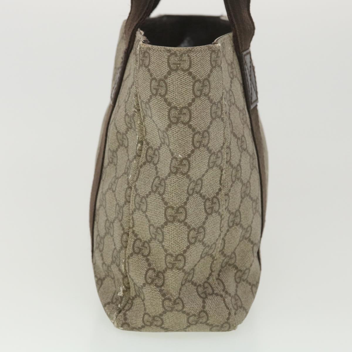 GUCCI GG Canvas Hand Bag PVC Leather Beige 141976  38817