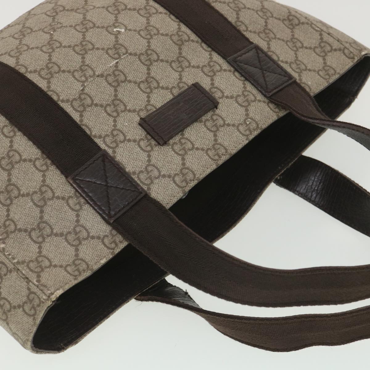 GUCCI GG Canvas Hand Bag PVC Leather Beige 141976  38817