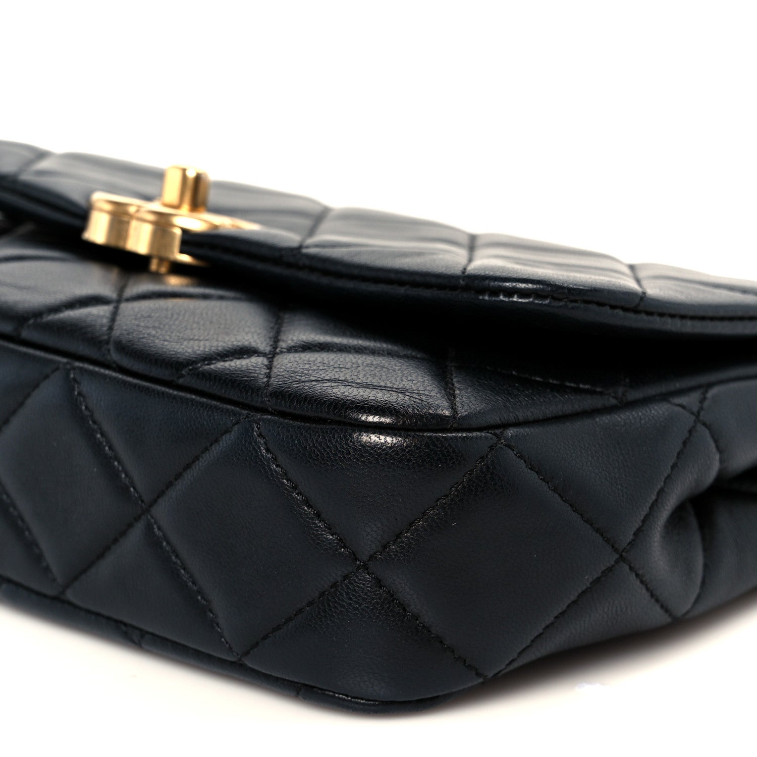Chanel Lambskin Quilted  Pearl  Flap Black