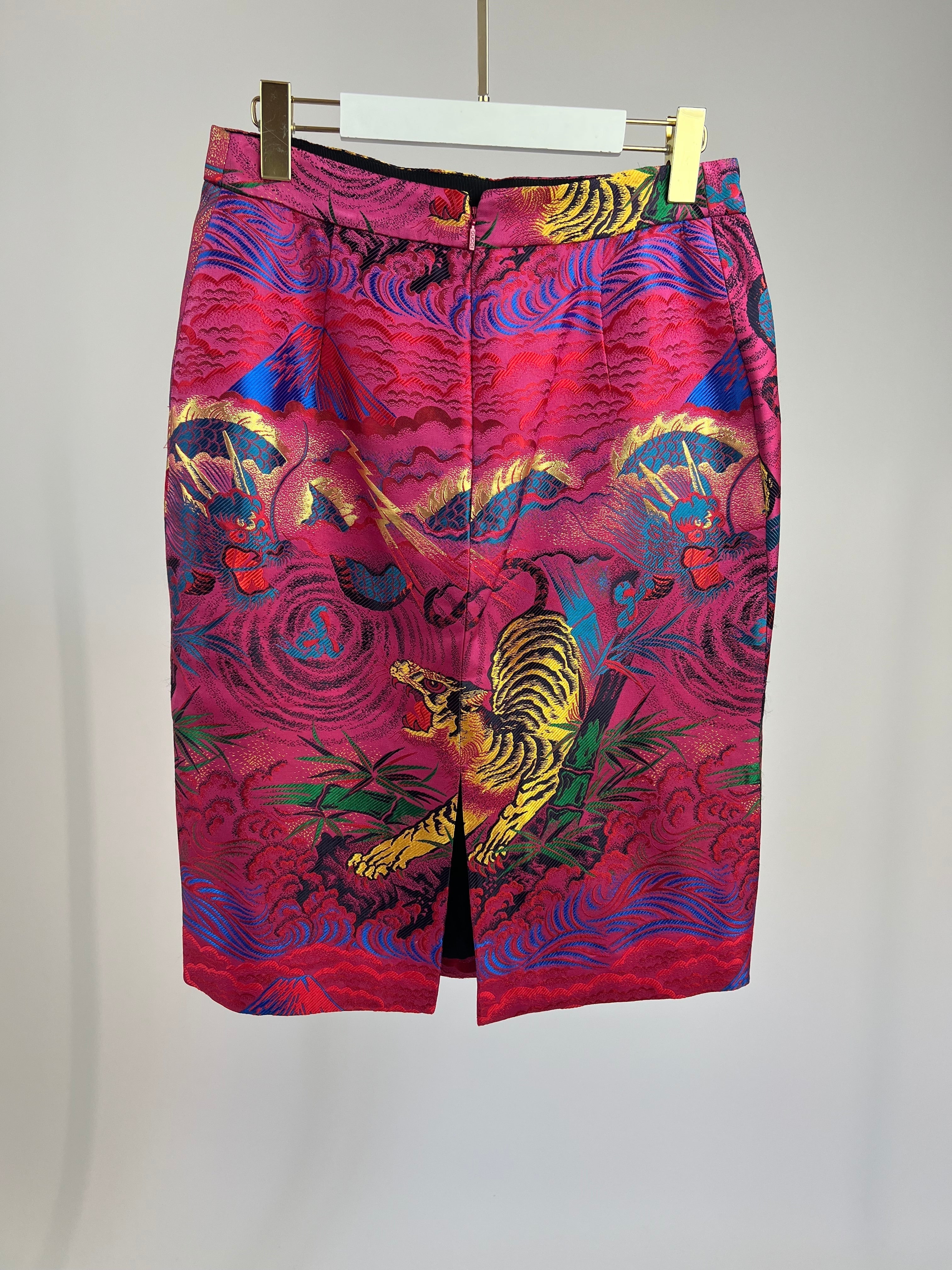 Gucci Pink, Purple Tiger Printed Pencil Skirt Size 42 (UK 10)