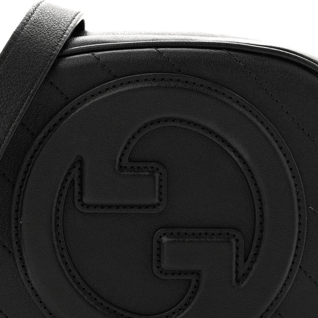 Gucci Sakai Be Green Calfskin Diagonal Stitched Mini Blondie Shoulder Bag Black
