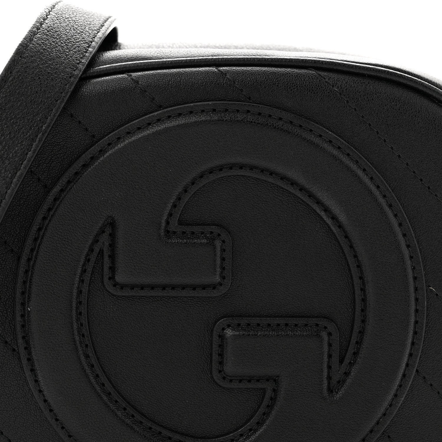 Gucci Sakai Be Green Calfskin Diagonal Stitched Mini Blondie Shoulder Bag Black