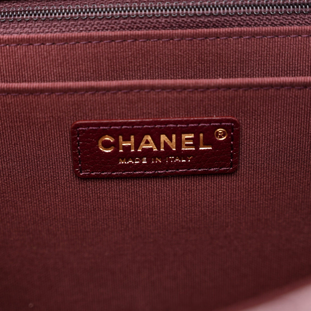 Chanel Grained Calfskin Quilted XXL Travel Flap Bag Burgundy