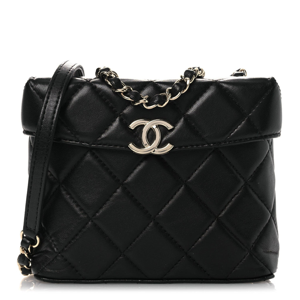Chanel Lambskin Quilted Small Box Bag Black