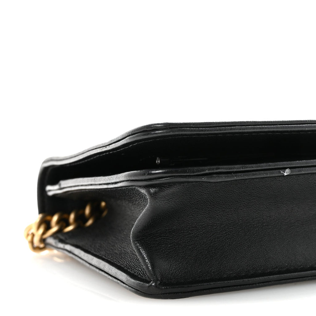 Chanel Lambskin Quilted Boy Wallet On Chain WOC Black