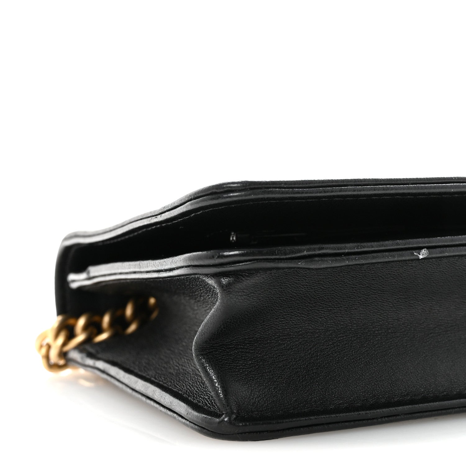 Chanel Lambskin Quilted Boy Wallet On Chain WOC Black