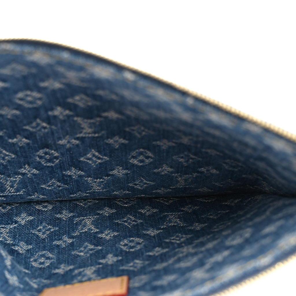 Louis Vuitton Denim Monogram Carryall MM Pochette Blue