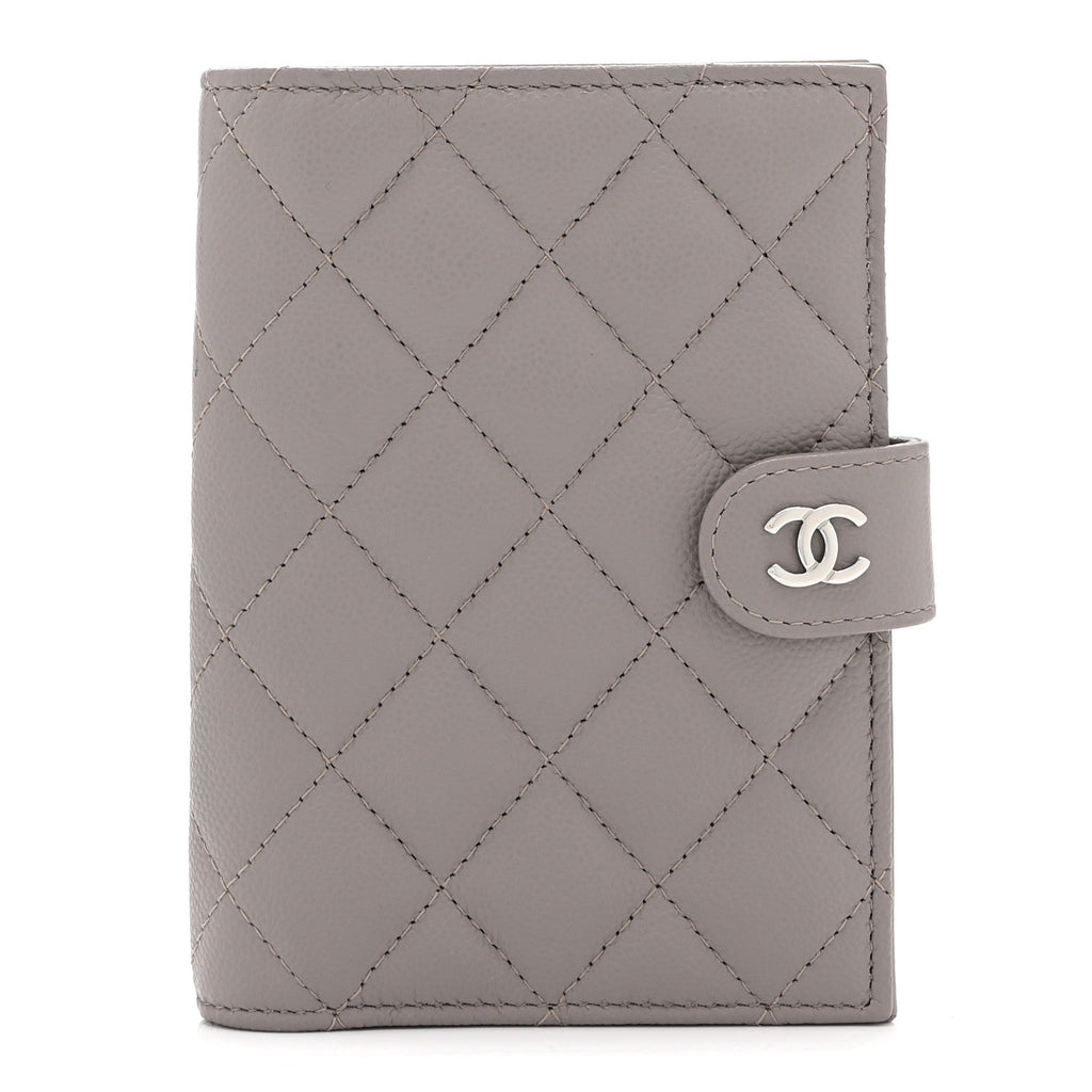 Caviar Quilted Passport Holder Grey