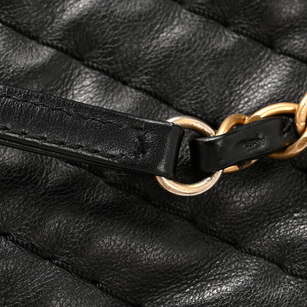Chanel Calfskin Chevron Quilted Surpique Tote Black