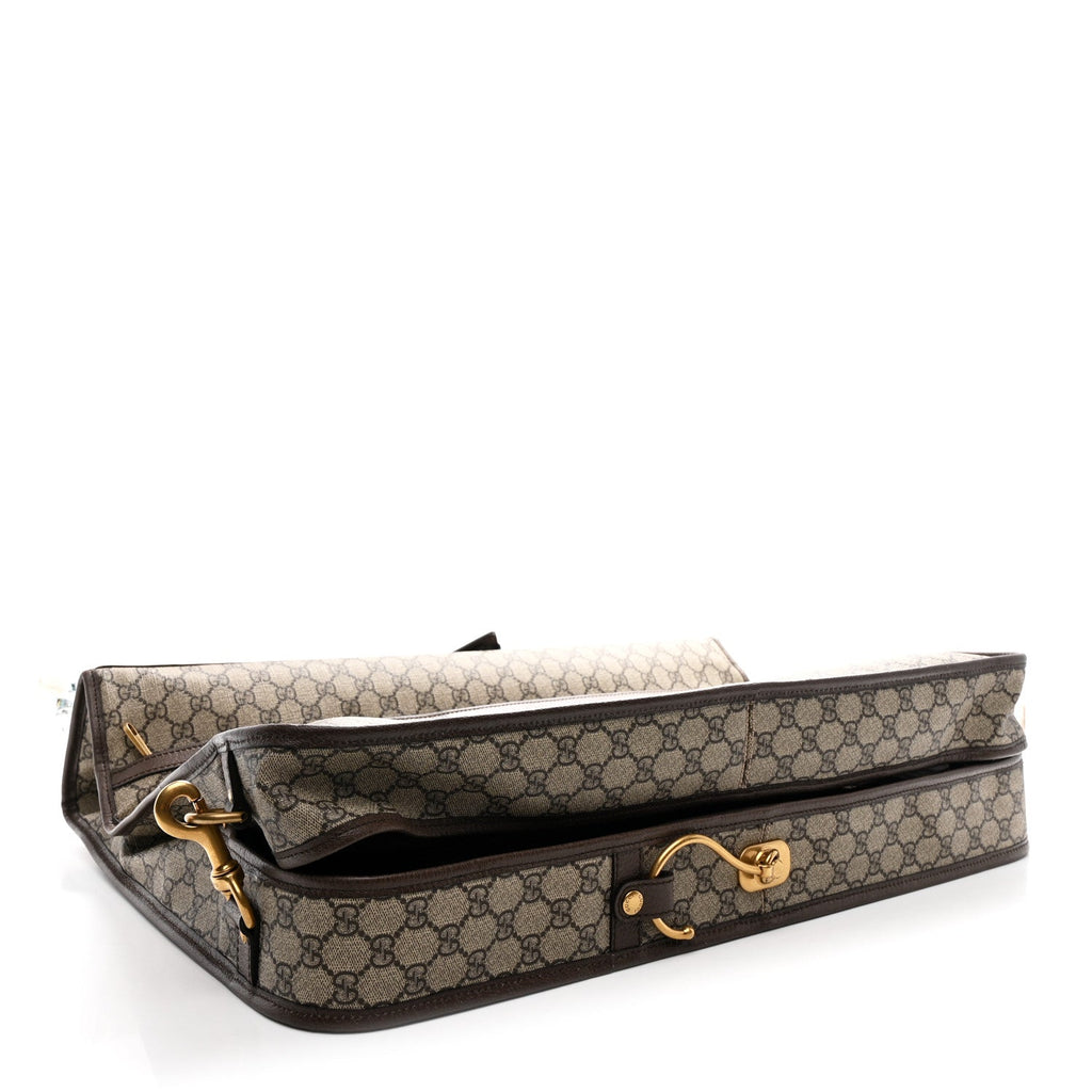 Gucci GG Supreme Monogram Textured Dollar Calfskin Web Ophidia Savoy Garment Bag Beige Ebony New Acero