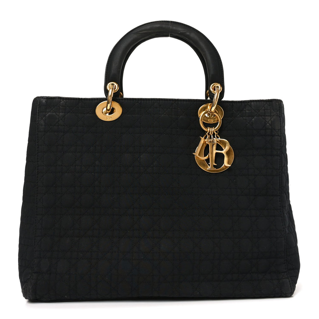 Christian Dior Nylon Cannage Large Lady Dior Black