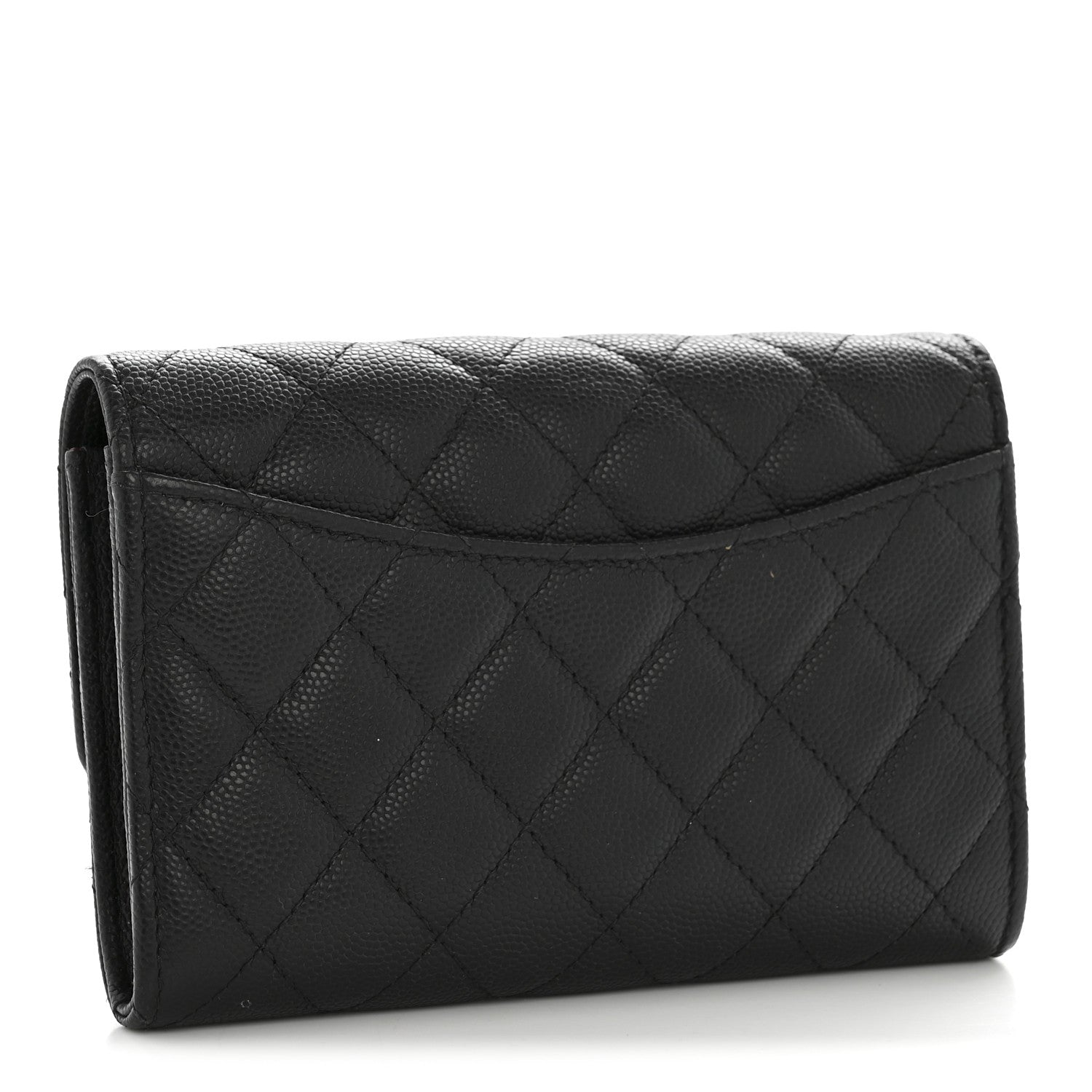 Caviar Quilted Medium Flap Wallet Black