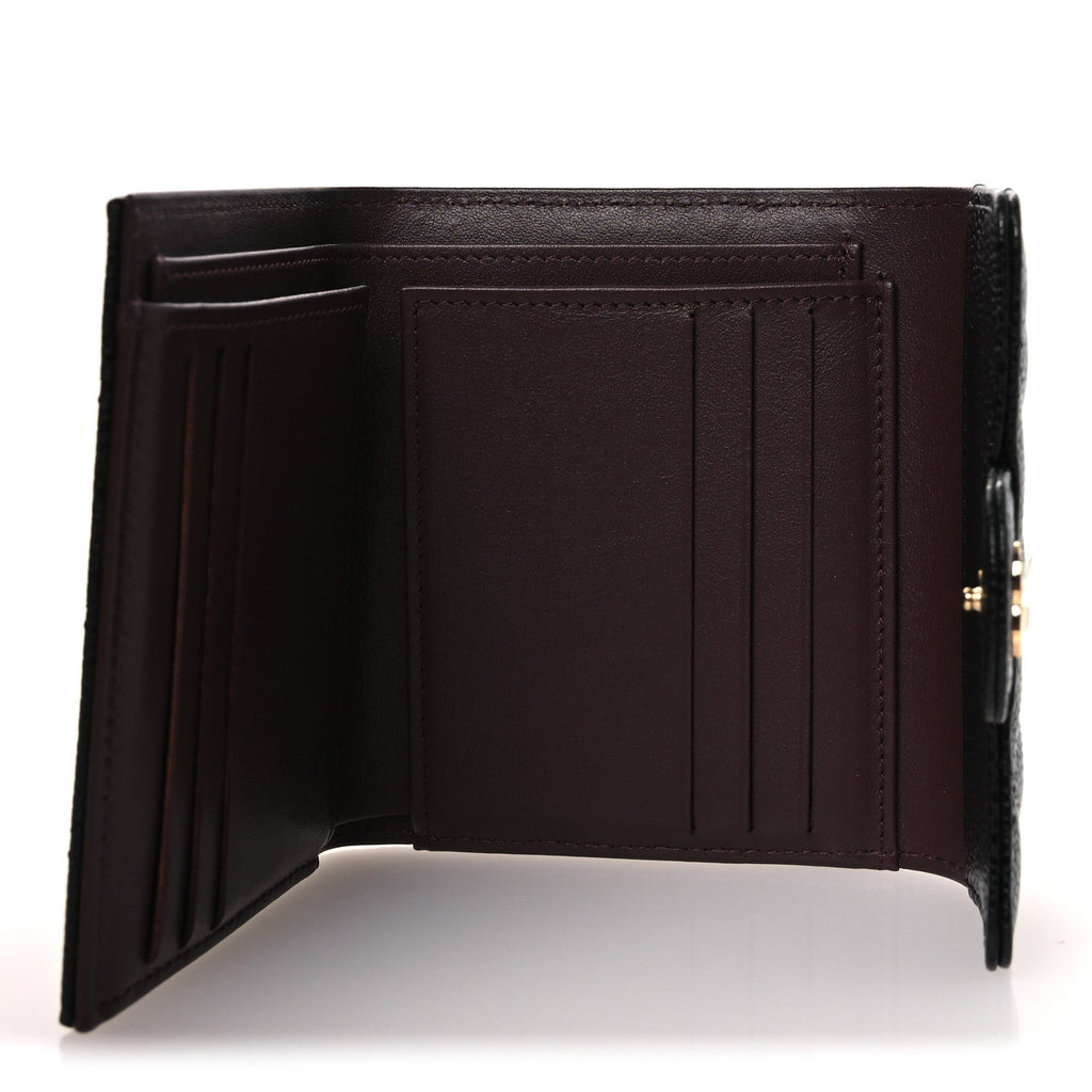 Caviar Quilted Compact Flap Wallet Black