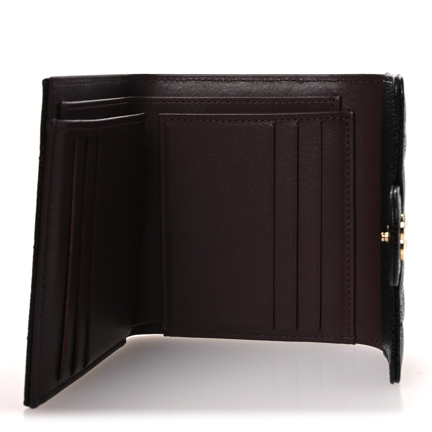 Caviar Quilted Compact Flap Wallet Black