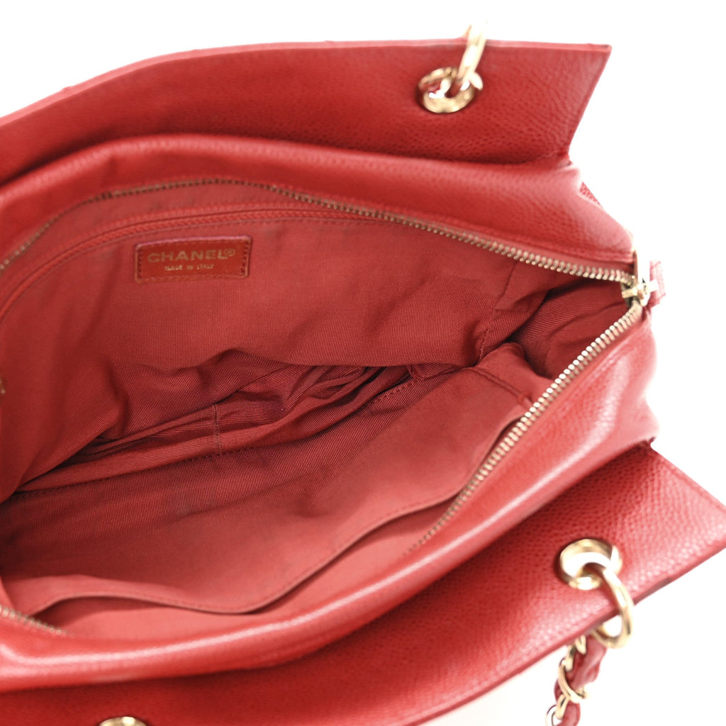 Chanel Caviar Quilted Petit Timeless Shopping Tote PTT Red