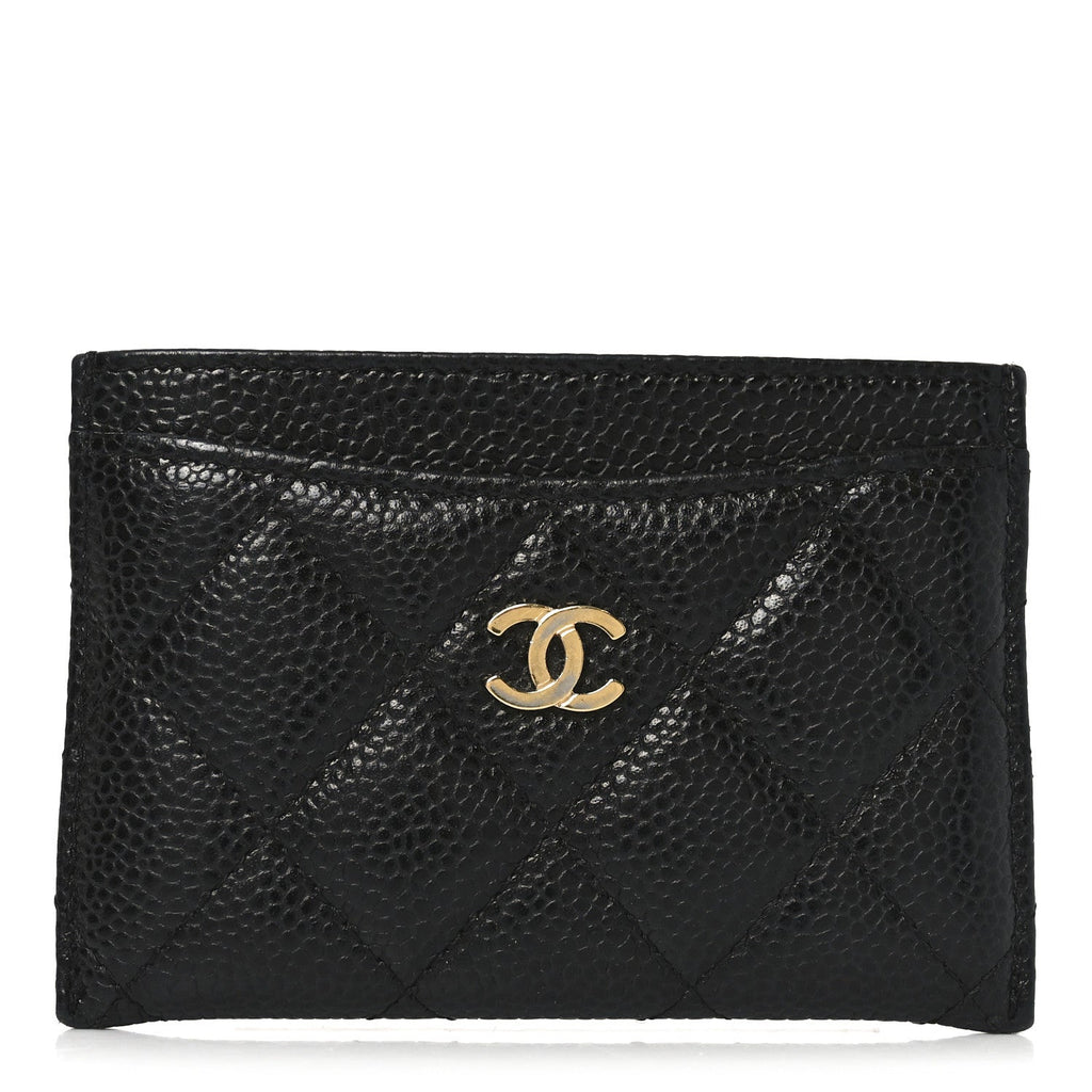Caviar Quilted Card Holder Black