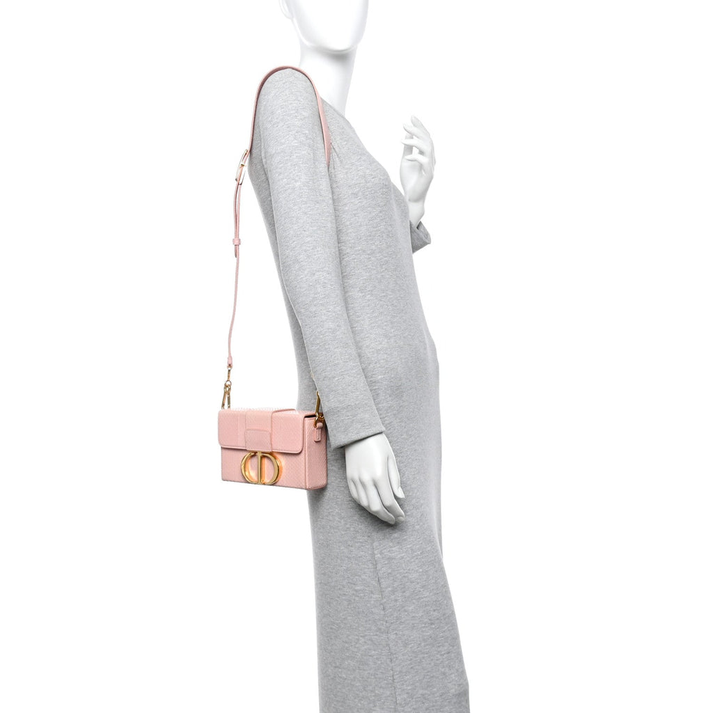 Christian Dior Snakeskin 30 Montaigne Box Bag Rose Clair