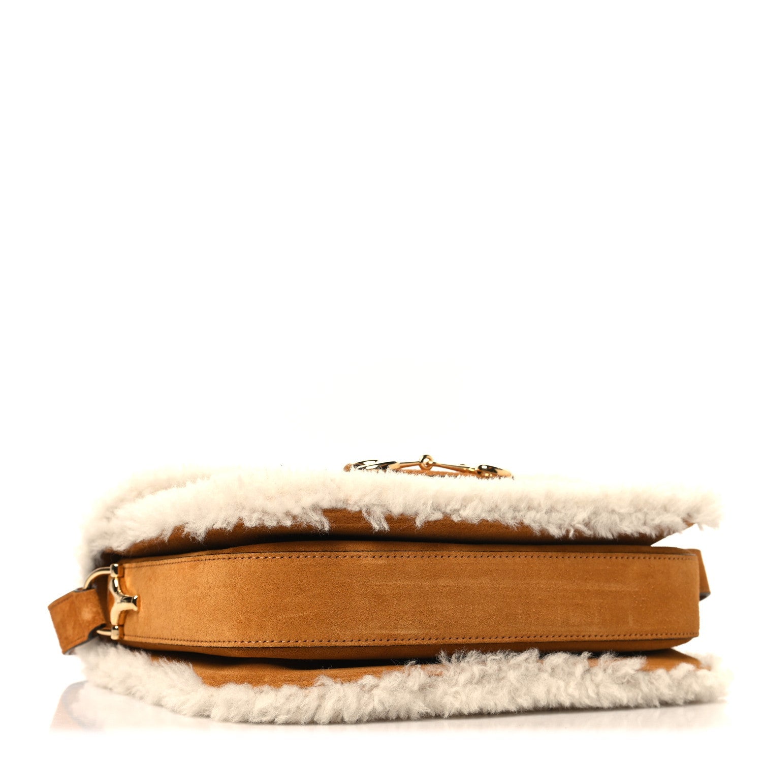 Gucci Suede Shearling Horsebit 1955 Shoulder Bag Brown