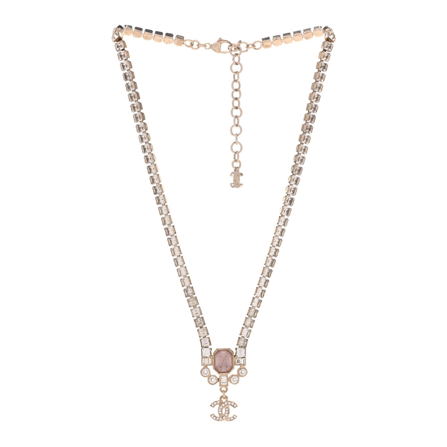 Crystal CC Pendant Choker Gold Pink
